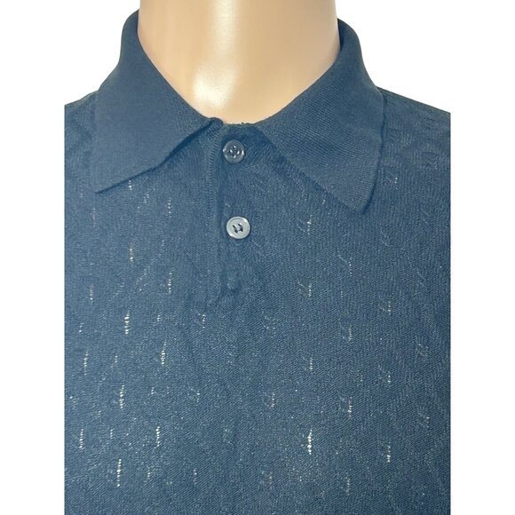 Pronto Uomo Men’s Vtg Black Sweater M Italy Collared 2- Button Geometric Solid - Picture 7 of 14